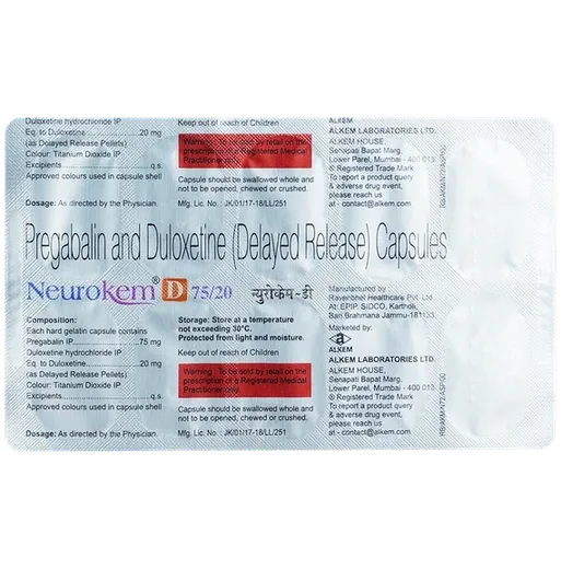 neurokem d 75/20mg capsule 10's